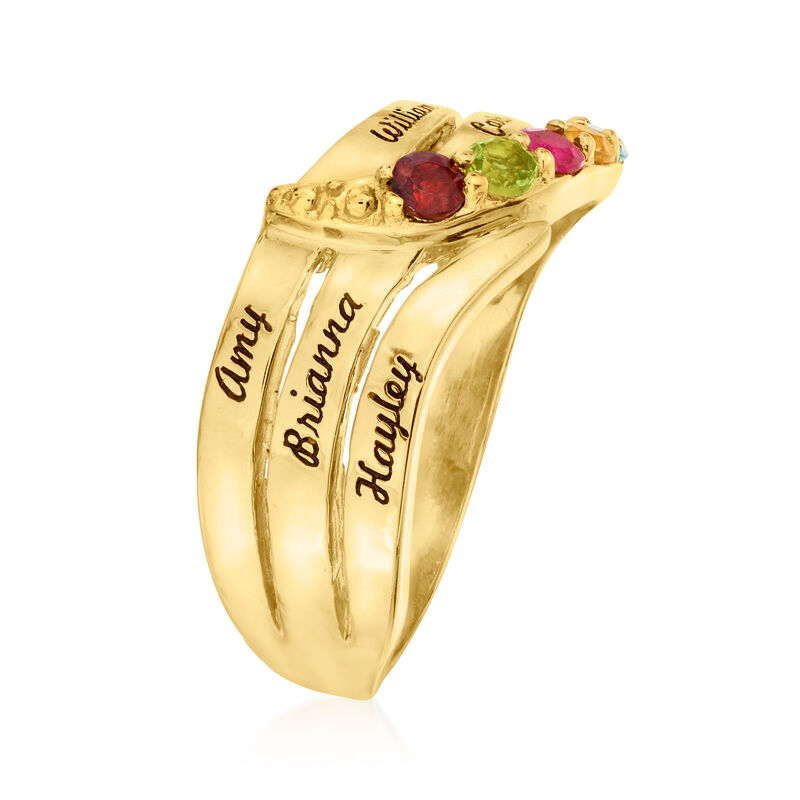 Personalized Birthstone and Name Three-Row Ring in 14kt Gold image number 3