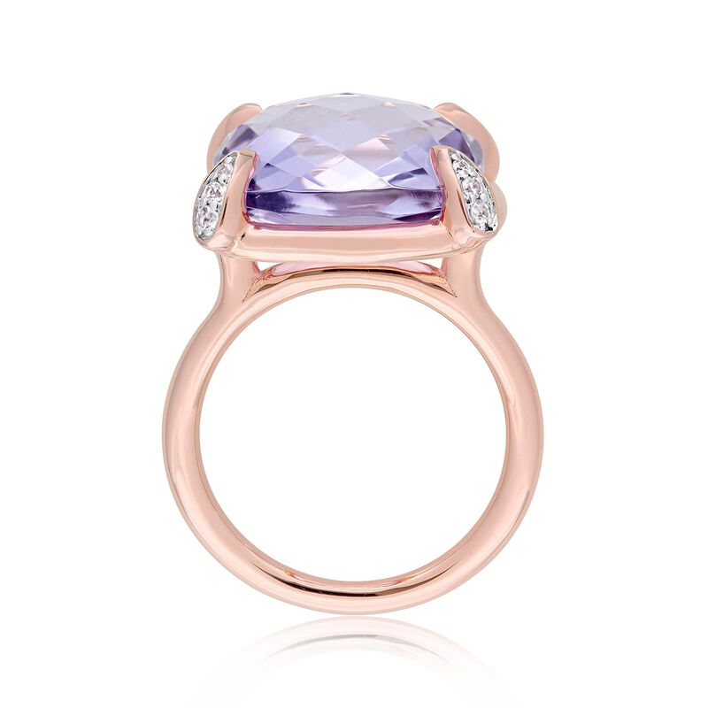 15.00 Carat Amethyst and .13 ct. t.w. White Sapphire Ring in 14kt Rose Gold image number 2