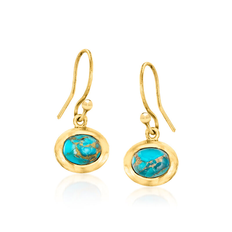 Turquoise, 6x8mm Cultured Pearl and 2.00 ct. t.w. Pink Chalcedony Jewelry Set: Three Pairs of Drop Earrings in 18kt Gold Over Sterling  image number 2