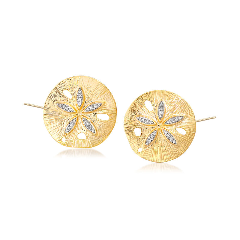.10 ct. t.w. Diamond Sand Dollar Earrings in 18kt Yellow Gold Over Sterling Silver image number 0