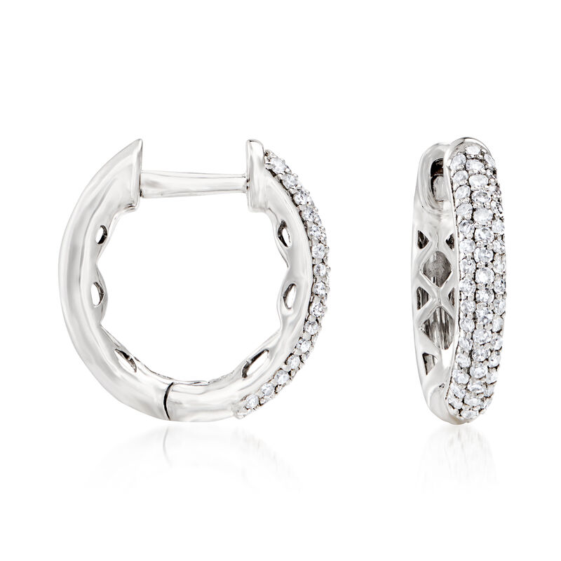 .25 ct. t.w. Diamond Huggie Hoop Earrings in 14kt White Gold image number 0
