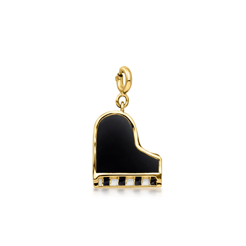 Onyx Piano Charm with Enamel in 18kt Gold Over Sterling image number 1