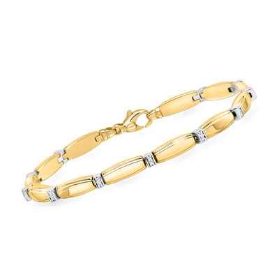 Italian .15 ct. t.w. Diamond Link Bracelet in 14kt Two-Tone Gold
