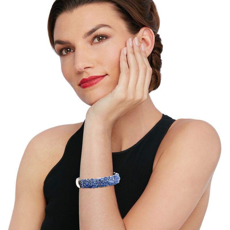 30.00 ct. t.w. Cabochon Tanzanite Bangle Bracelet in Sterling Silver image number 1