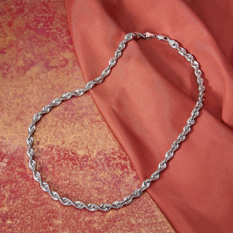 5.8mm Sterling Silver Rope Chain Necklace image number 2