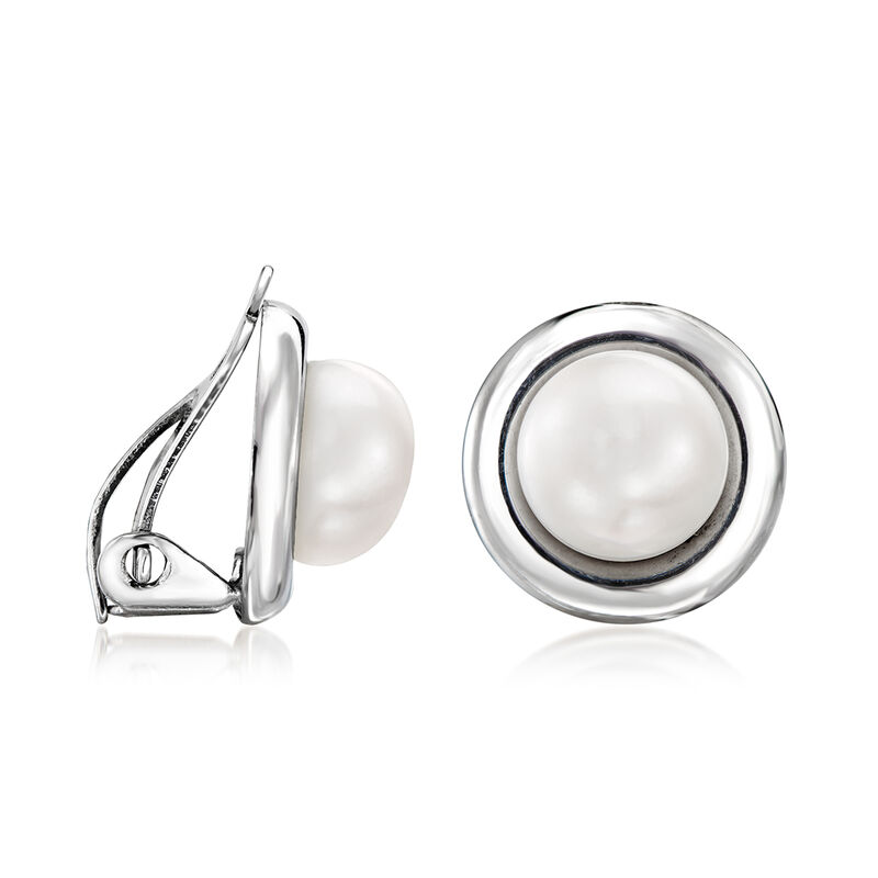 8.5-9mm Cultured Pearl Clip-On Earrings in Sterling Silver image number 2