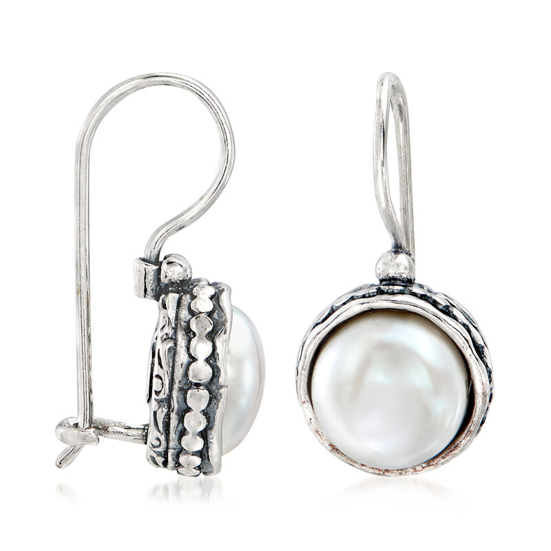 9.5-10mm Cultured Pearl Drop Earrings in Sterling Silver image number 2