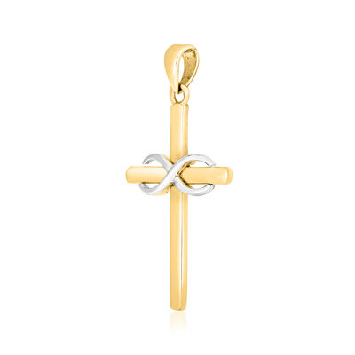 14kt Two-Tone Gold Infinity Cross Pendant