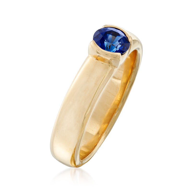 C. 1990 Vintage Tiffany Jewelry .50 Carat Sapphire Ring in 18kt Yellow Gold. Size 7.5 image number 2