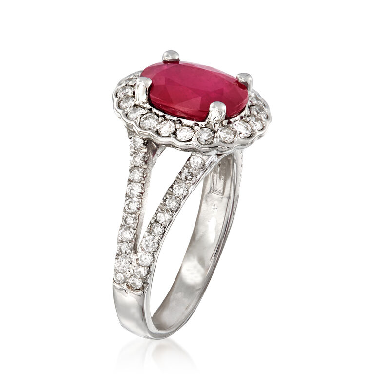 2.40 Carat Ruby and .85 ct. t.w. Diamond Ring in 14kt White Gold. Size 6.5 image number 2