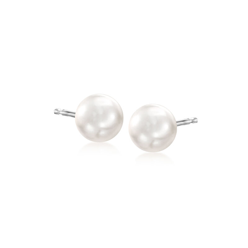 6-6.5mm Cultured Akoya Pearl Stud Earrings in 14kt White Gold image number 0