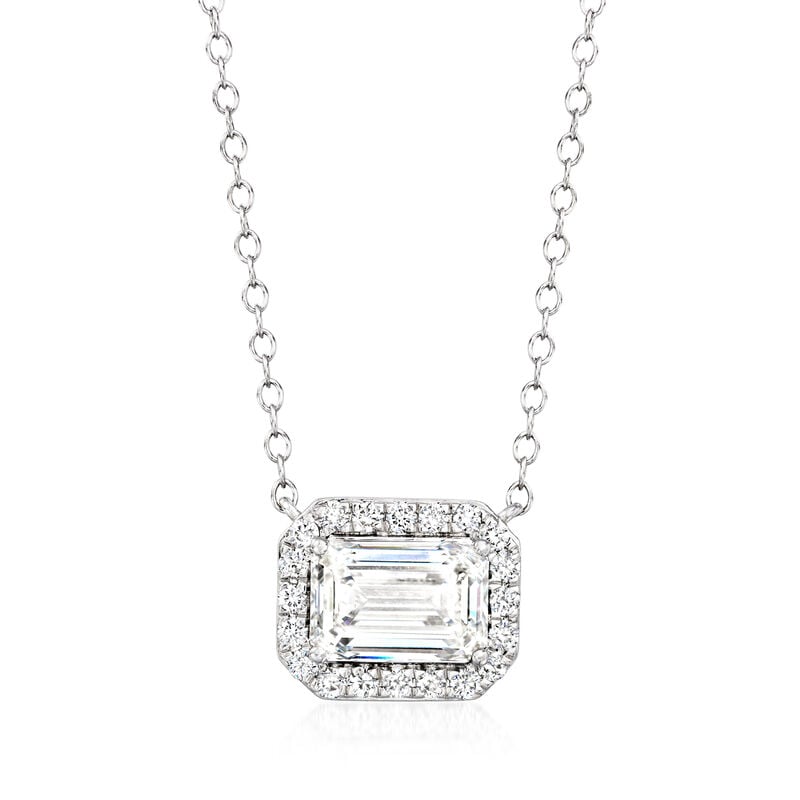 2.00 ct. t.w. Round and Emerald-Cut Lab-Grown Diamond Necklace in 14kt White Gold image number 0