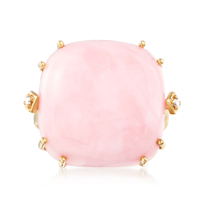 Pink Opal Ring with Diamond Accents in 14kt Yellow Gold image number 0