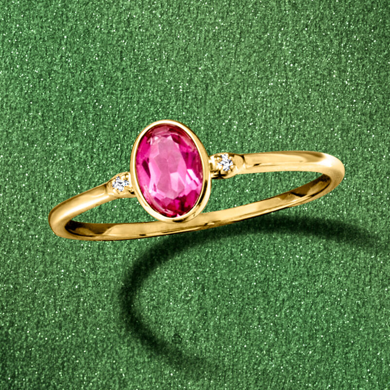 .60 Carat Pink Topaz Ring with Diamonds in 14kt Yellow Gold image number 4