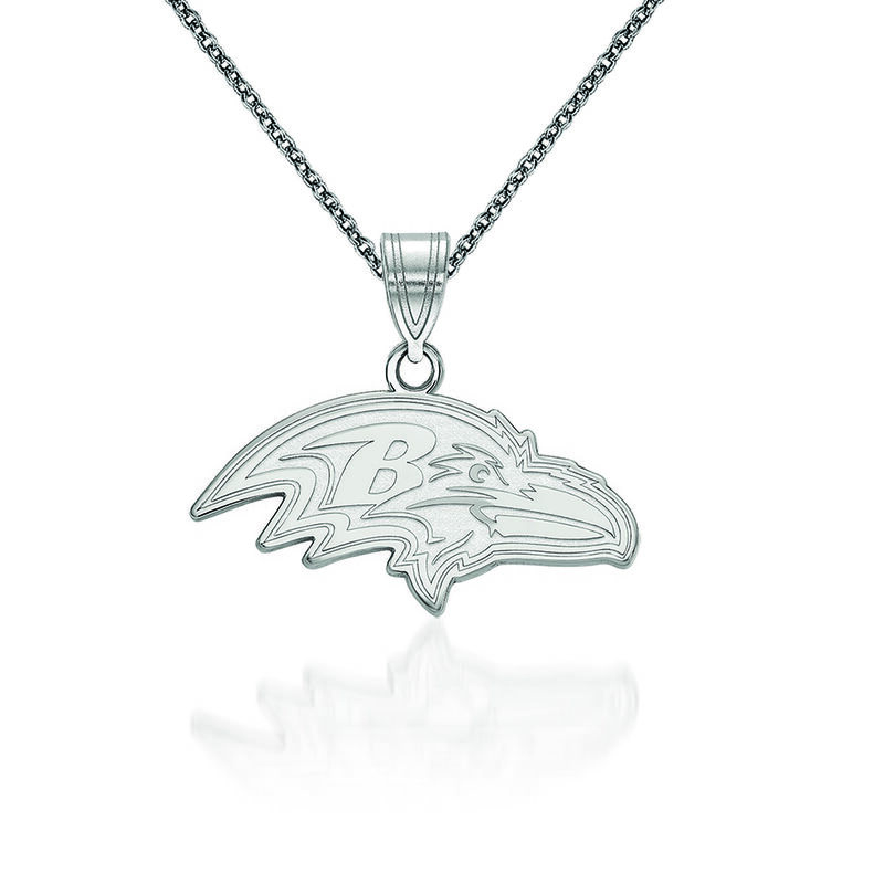 14kt White Gold NFL Baltimore Ravens Pendant Necklace. 18&quot; image number 0