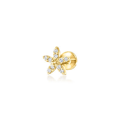Lab-Grown Diamond Flower Single Flat-Back Stud Earring in 14kt Yellow Gold