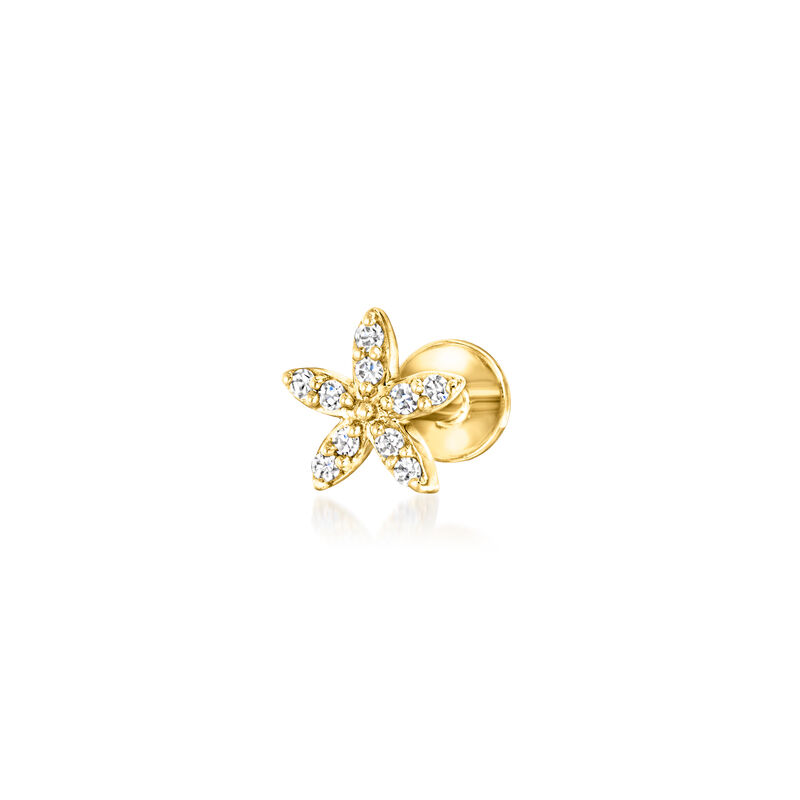 Lab-Grown Diamond Flower Single Flat-Back Stud Earring in 14kt Yellow Gold image number 0