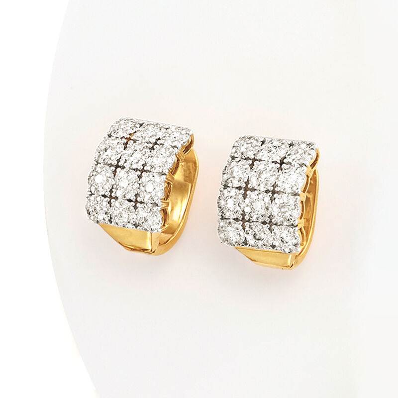 2.00 ct. t.w. Diamond Three-Row Hoop Earrings in 14kt Yellow Gold. 5/8&quot; image number 5