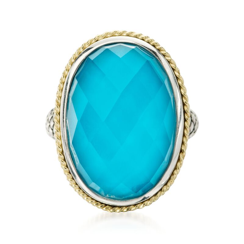 Andrea Candela Turquoise Doublet Ring in 18kt Yellow Gold and Sterling Silver image number 0