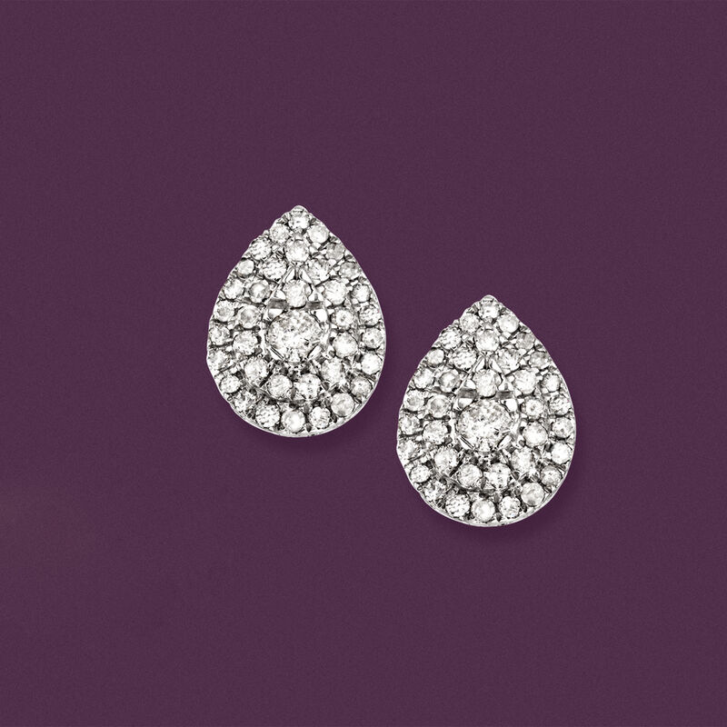 .50 ct. t.w. Diamond Cluster Pear-Shaped Earrings in Sterling Silver image number 2