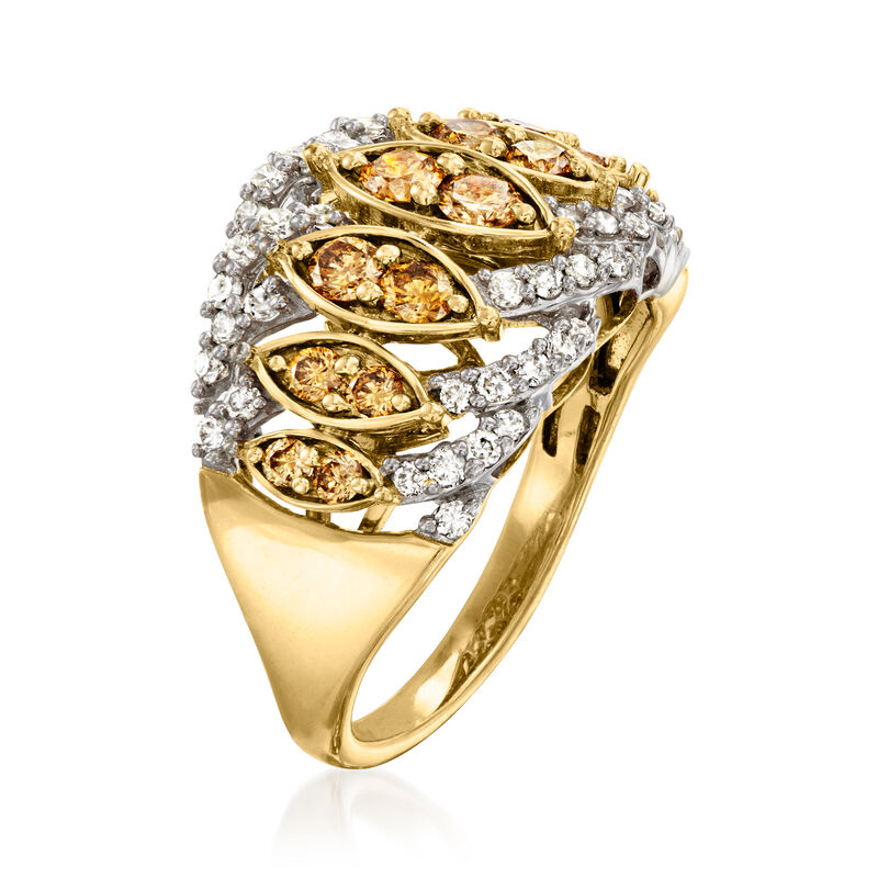 C. 2000 Vintage 1.35 ct. t.w. Brown and White Diamond Ring in 10kt Two-Tone Gold. Size 6 image number 2