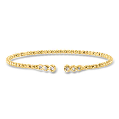 .15 ct. t.w. Lab-Grown Diamond Beaded Cuff Bracelet in 18kt Gold Over Sterling