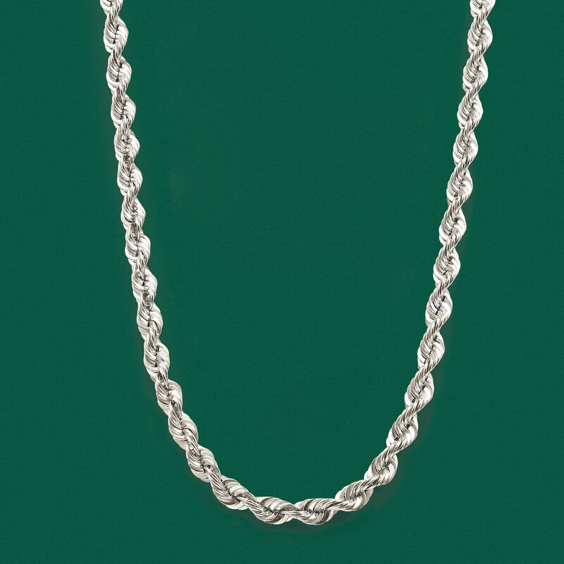 5.8mm Sterling Silver Rope Chain Necklace image number 5