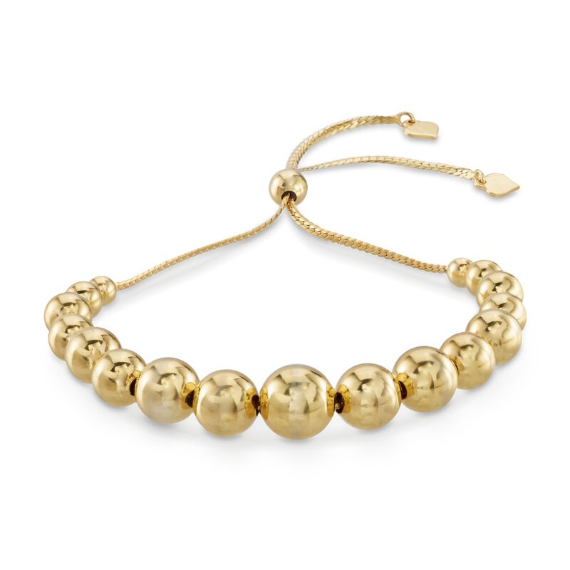 4-9mm 18kt Gold Over Sterling Silver Bead Bolo Bracelet image number 3