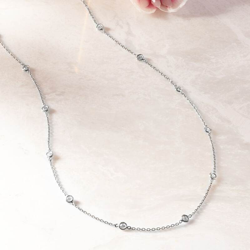 1.00 ct. t.w. Bezel-Set Diamond Station Necklace in 14kt White Gold image number 2