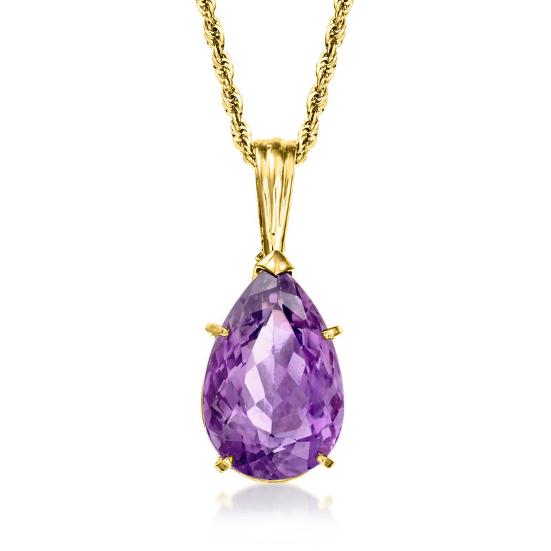 C. 2000 Vintage 15.50 Carat Amethyst Pendant Necklace in 14kt Yellow Gold. 18" image number 0