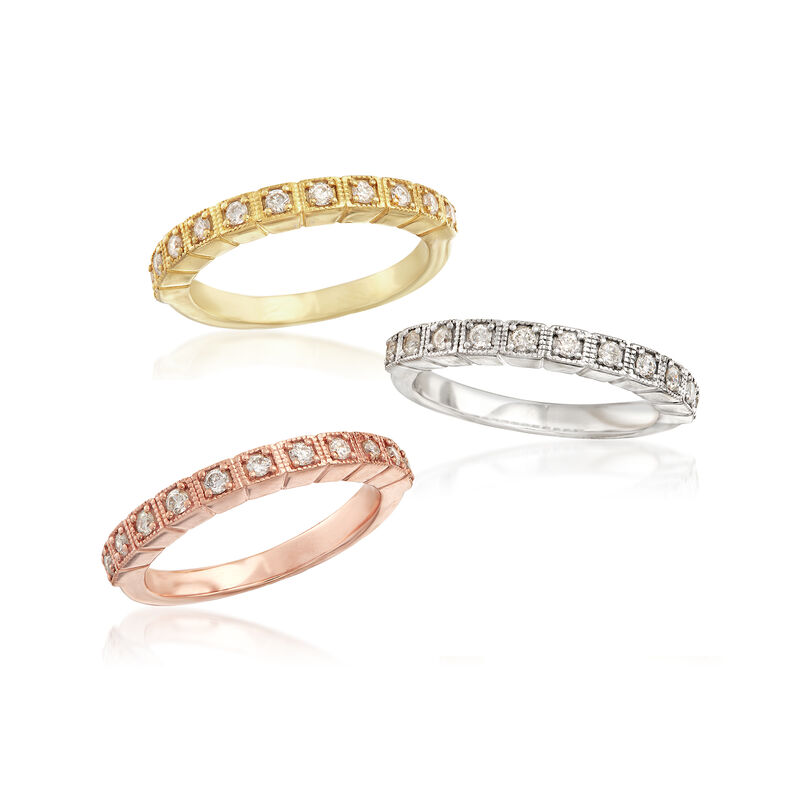 .75 ct. t.w. Diamond Jewelry Set: Three Polished Rings in Tri-Colored Sterling Silver image number 3