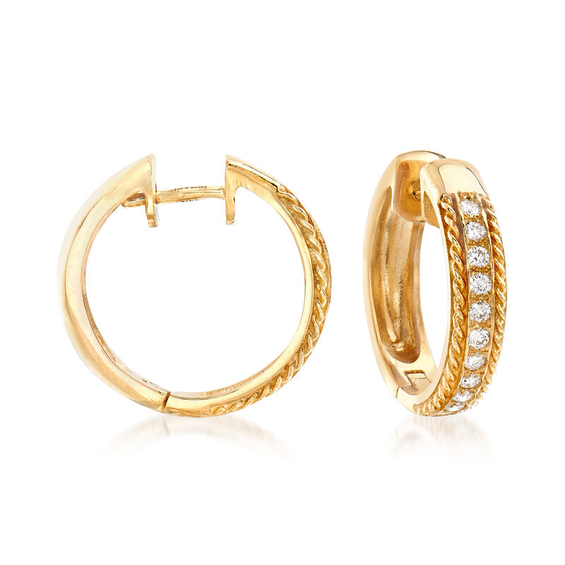 .44 ct. t.w. Diamond Hoop Earrings in 14kt Yellow Gold. 5/8&quot; image number 0