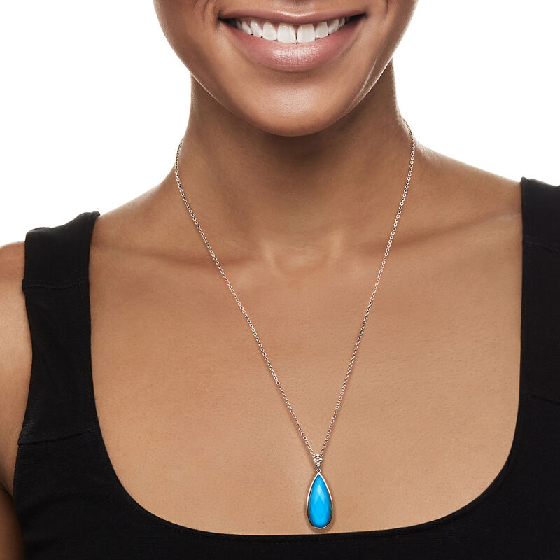Gabriel Designs Turquoise Doublet Pendant Necklace in Sterling Silver. 20&quot; image number 0