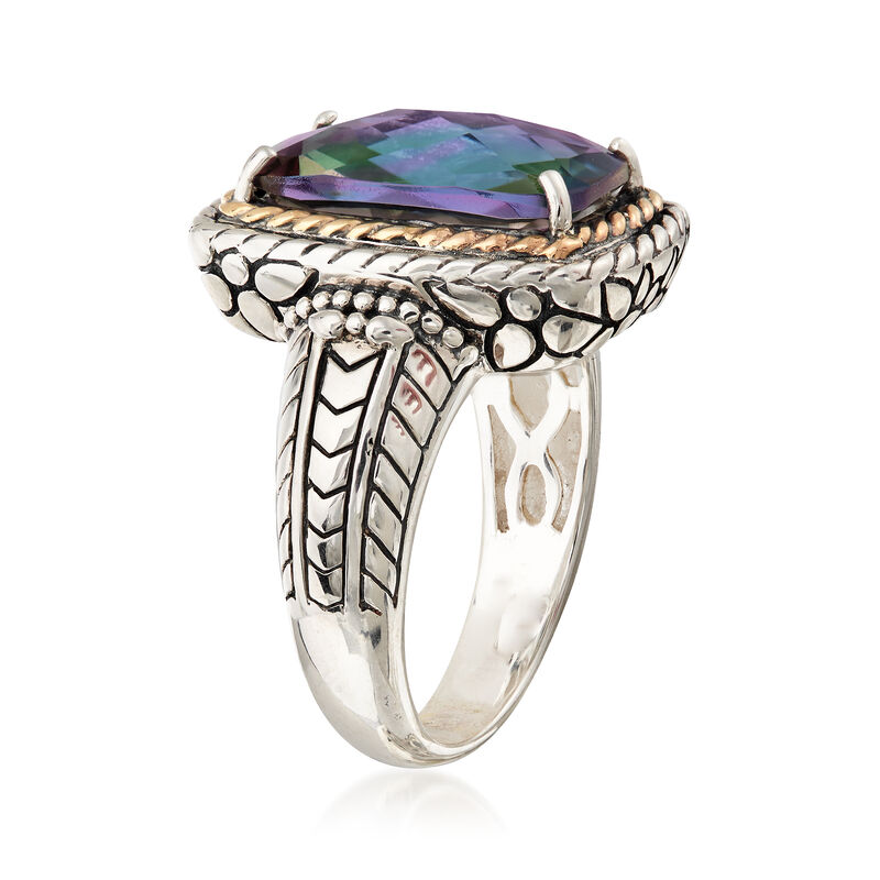 4.20 Carat Mystic Quartz Roped Ring in 14kt Yellow Gold and Sterling Silver image number 2