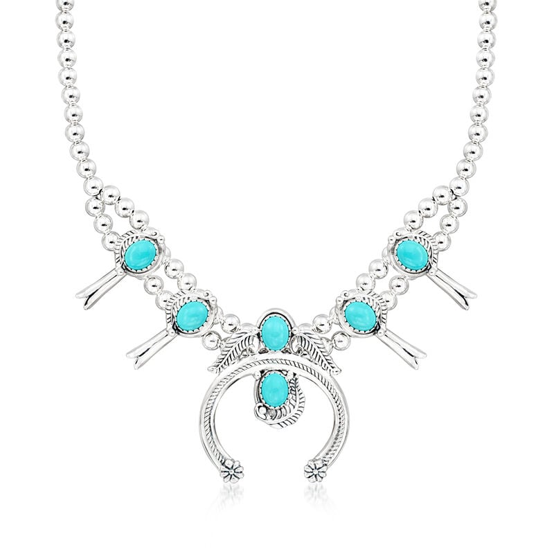 Turquoise Southwestern-Style Necklace in Sterling Silver. 17" image number 1