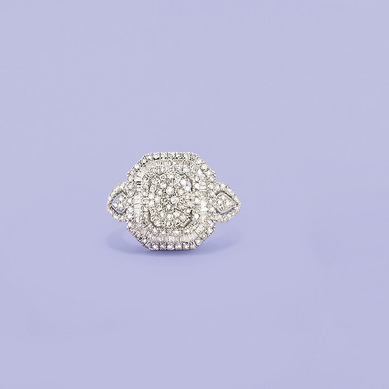 1.00 ct. t.w. Round and Baguette Diamond Multi-Level Ring in Sterling Silver image number 4