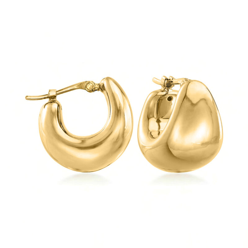 18kt Gold Over Sterling Silver Puffed Dome Hoop Earrings. 1/2" image number 0
