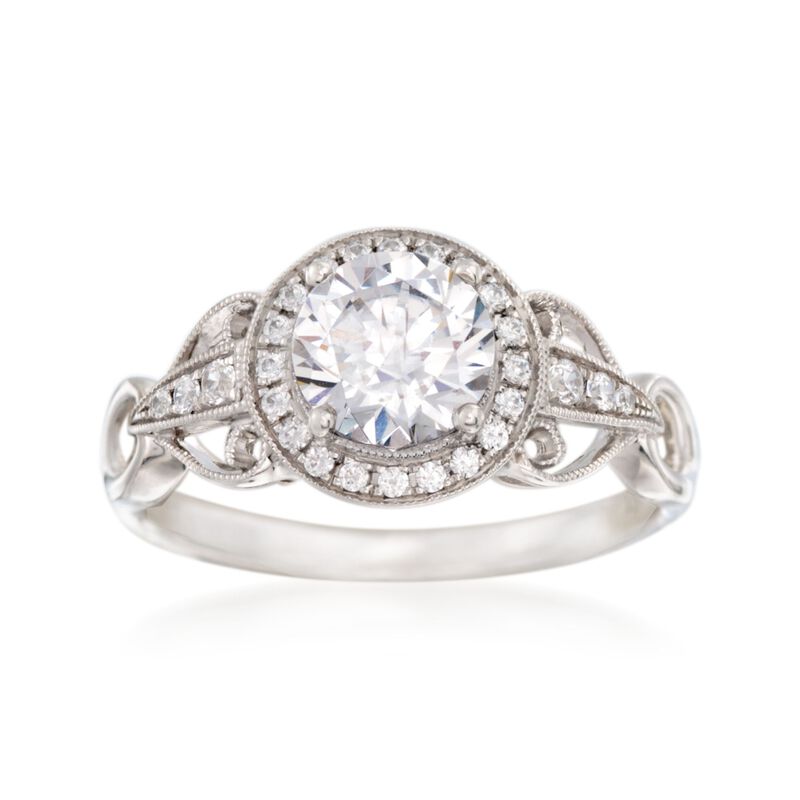Simon G. .17 ct. t.w. Diamond Halo Engagement Ring Setting in 18kt White Gold image number 0