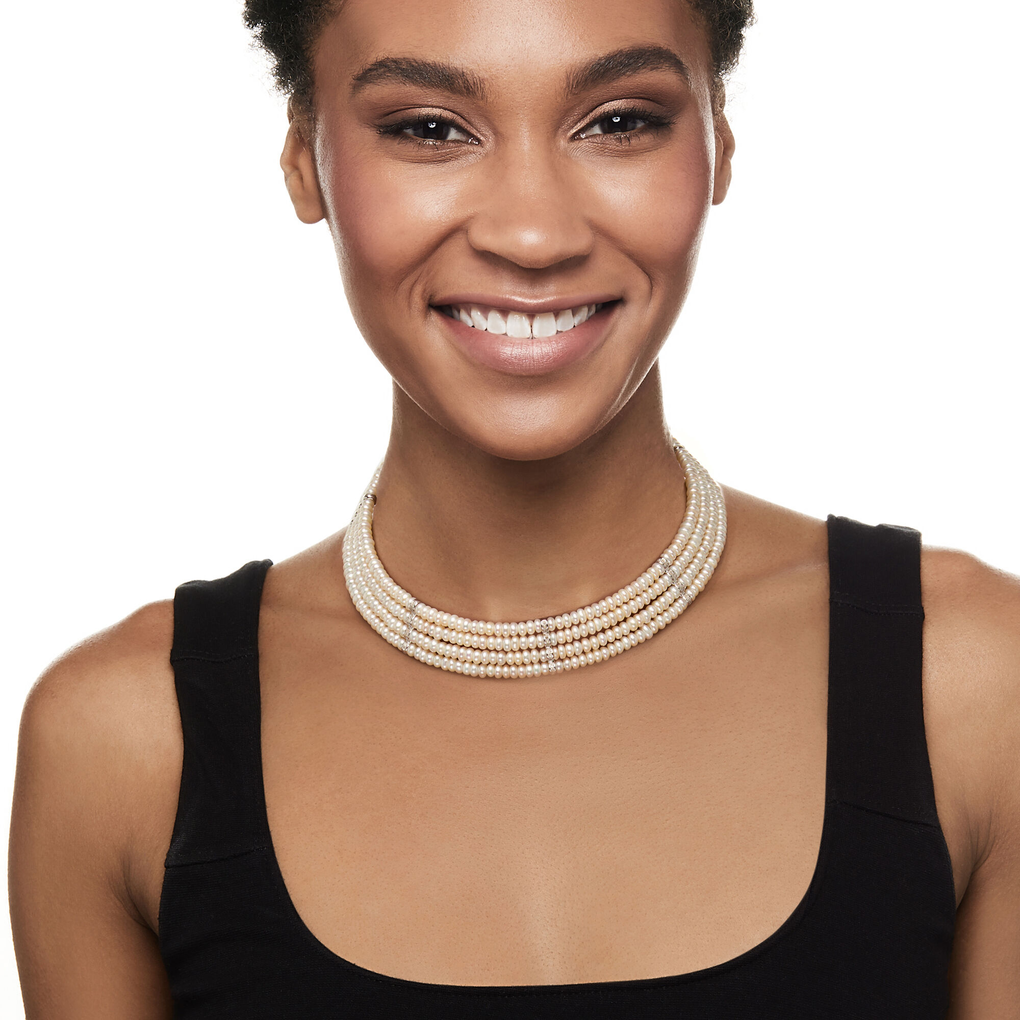 Silver diamond choker necklaces discount
