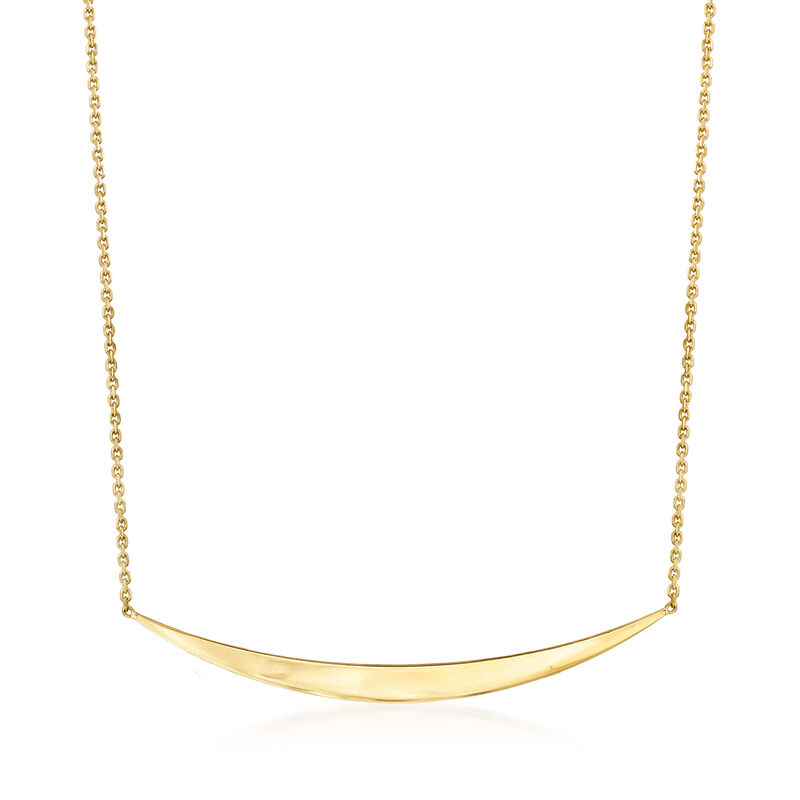 Italian 14kt Yellow Gold Curved Bar Necklace. 17&quot; image number 1