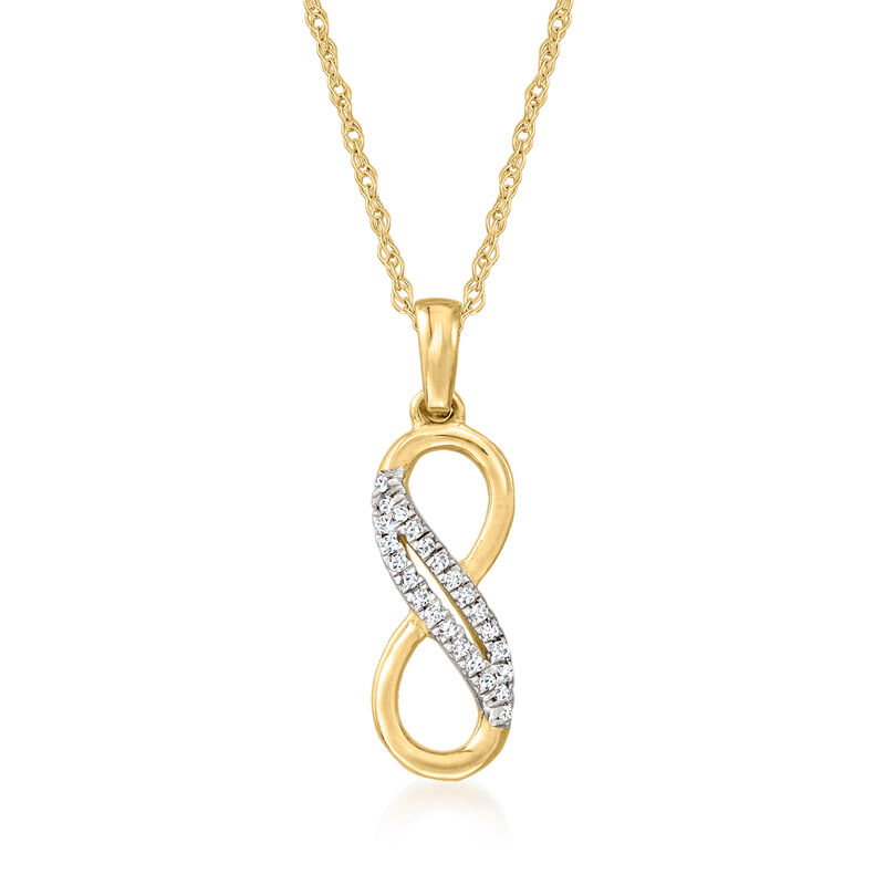 Diamond Infinity Symbol Pendant Necklace in 14kt Yellow Gold image number 0