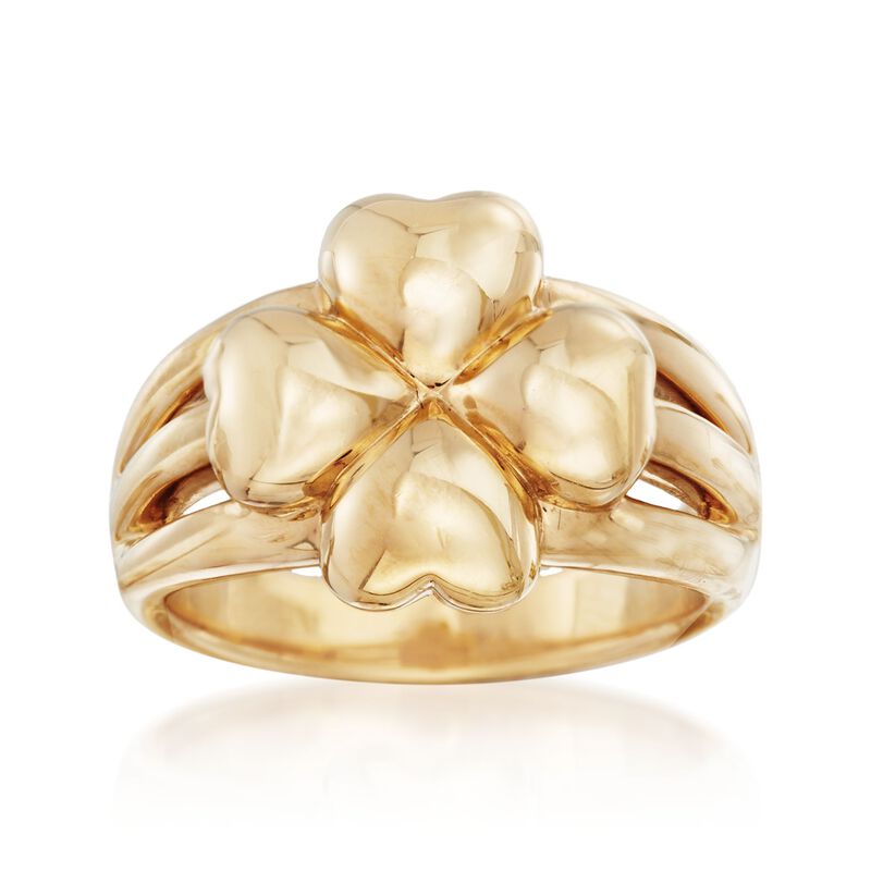 14kt Yellow Gold Four-Leaf Clover Ring. Size 8 image number 0
