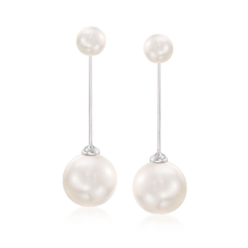 8-16mm Shell Pearl Jewelry Set: Earrings and Front-Back Jackets in Sterling Silver image number 0
