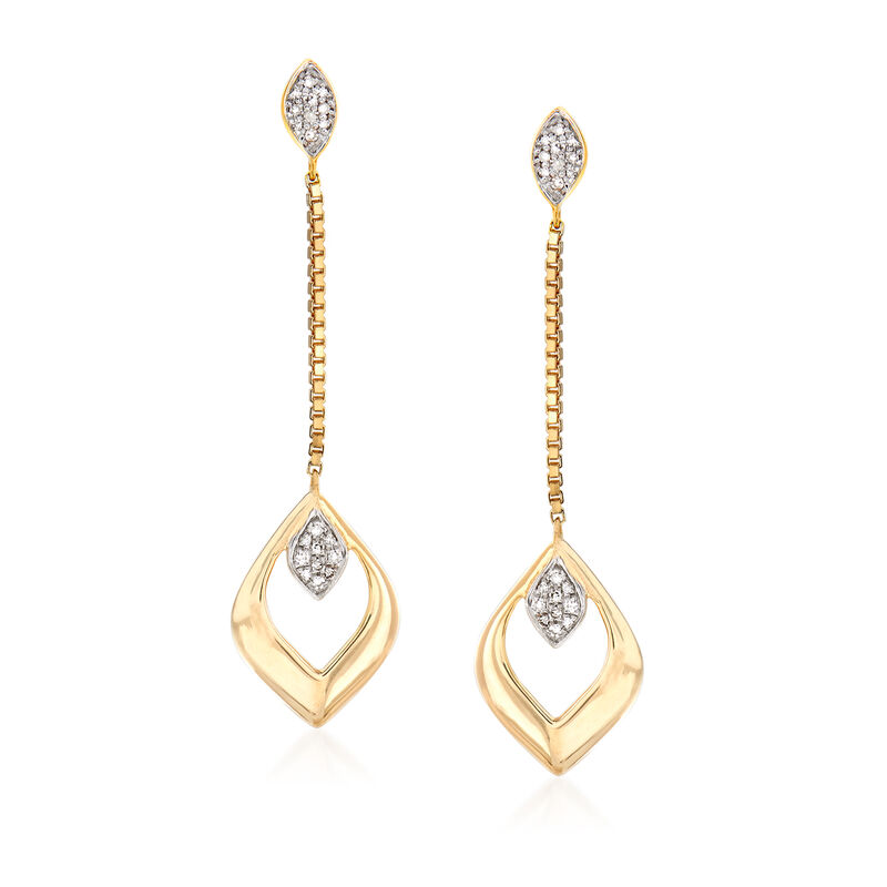 14kt Yellow Gold Open-Space Marquise Drop Earrings with Diamond Accents image number 0