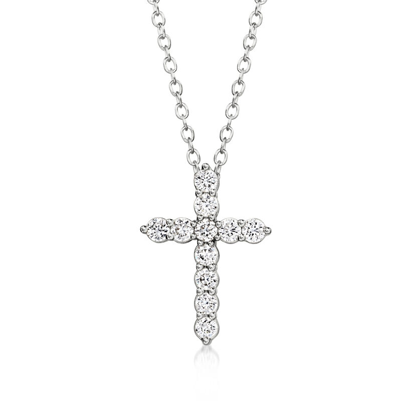 .25 ct. t.w. Lab-Grown Diamond Cross Pendant Necklace in Sterling Silver image number 0