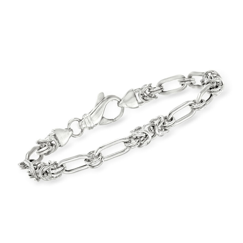 Italian Sterling Silver Byzantine and Paper Clip Link Bracelet image number 0