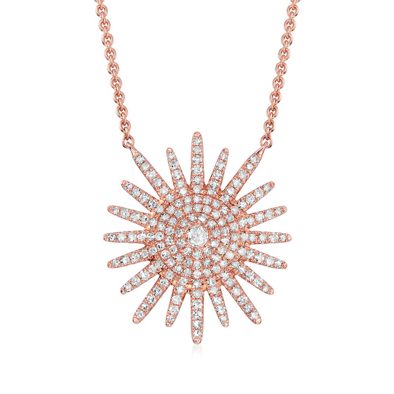 .50 ct. t.w. Diamond Star Necklace in 18kt Rose Gold. 15&quot; image number 1
