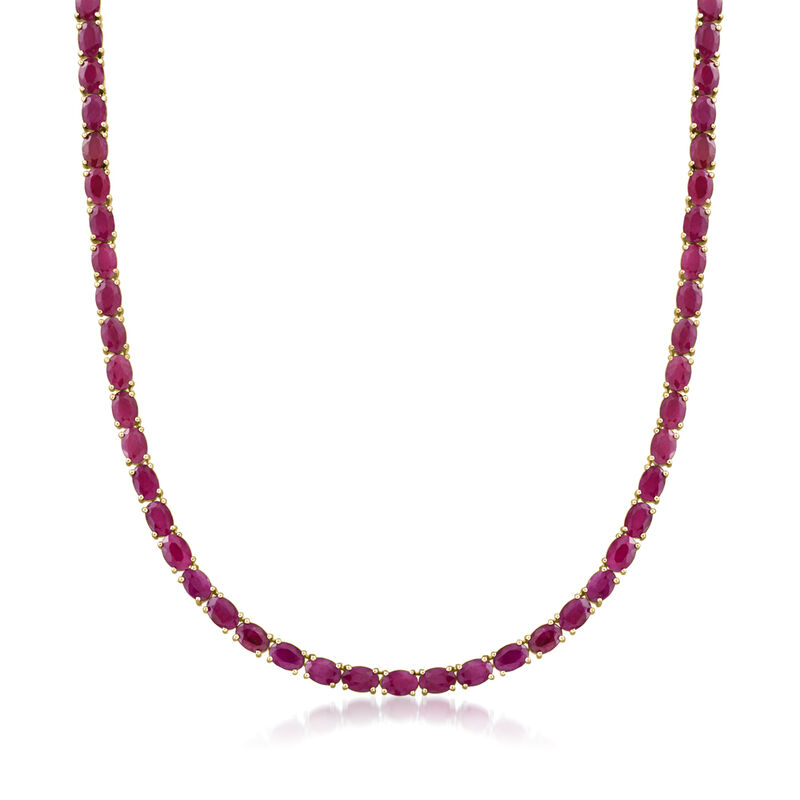 40.00 ct. t.w. Ruby Necklace in 18kt Gold Over Sterling image number 0