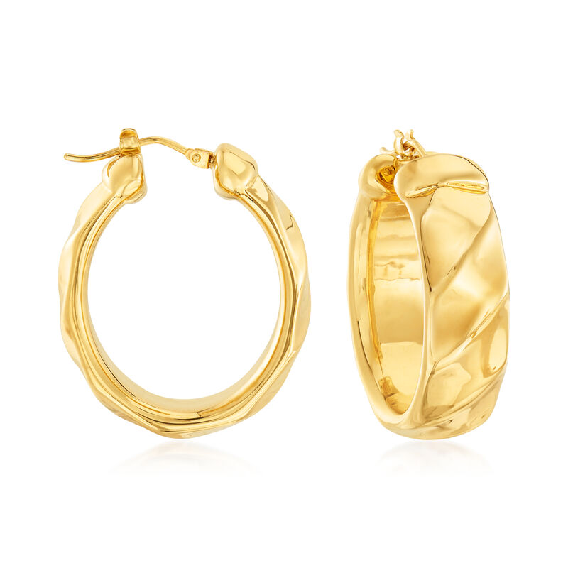 Italian Andiamo 14kt Yellow Gold Oval Hoop Earrings image number 0