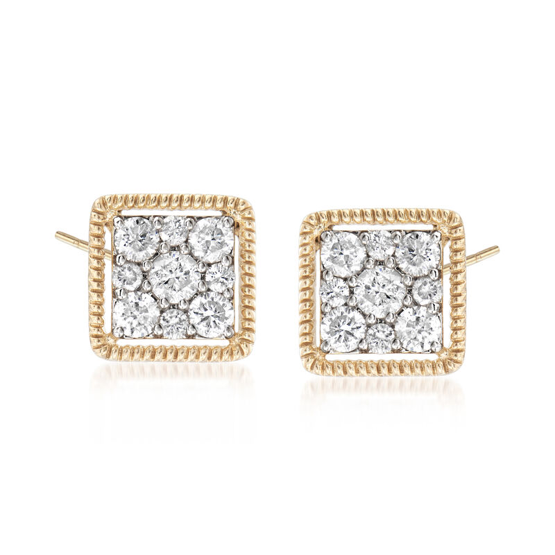 1.00 ct. t.w. Diamond Square Stud Earrings in 14kt Yellow Gold image number 0